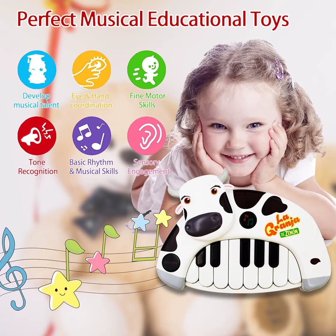 Musical Electronic Piano - 13 Keys - Interactive Keyboard Portable - FLUFFI