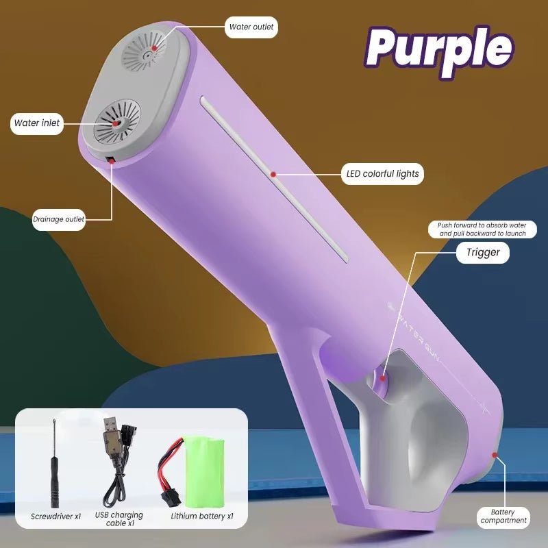New Automatic Water Gun Toy with Light Water Absorption Electric High Pressure Spray Soaker Blaster - FLUFFI