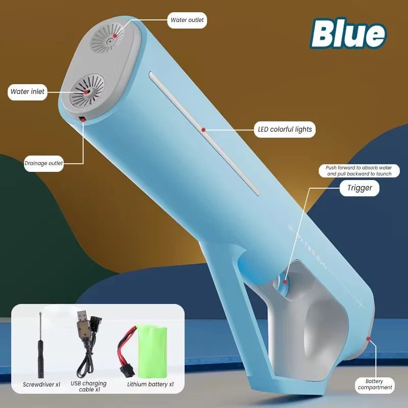 New Automatic Water Gun Toy with Light Water Absorption Electric High Pressure Spray Soaker Blaster - FLUFFI
