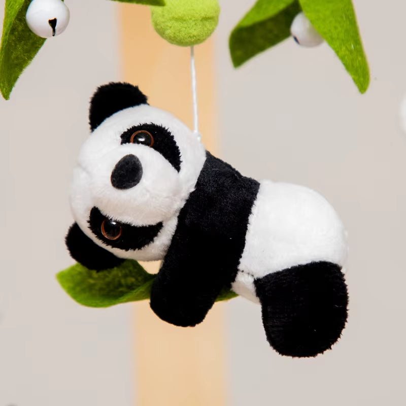 Newborn Panda Bamboo Leaf Bed Bell Toys 0 - 12 Months for Baby Crib Bed Wood Bell Mobile Toddler Carousel Cot Kid Musical Toy Gift - FLUFFI