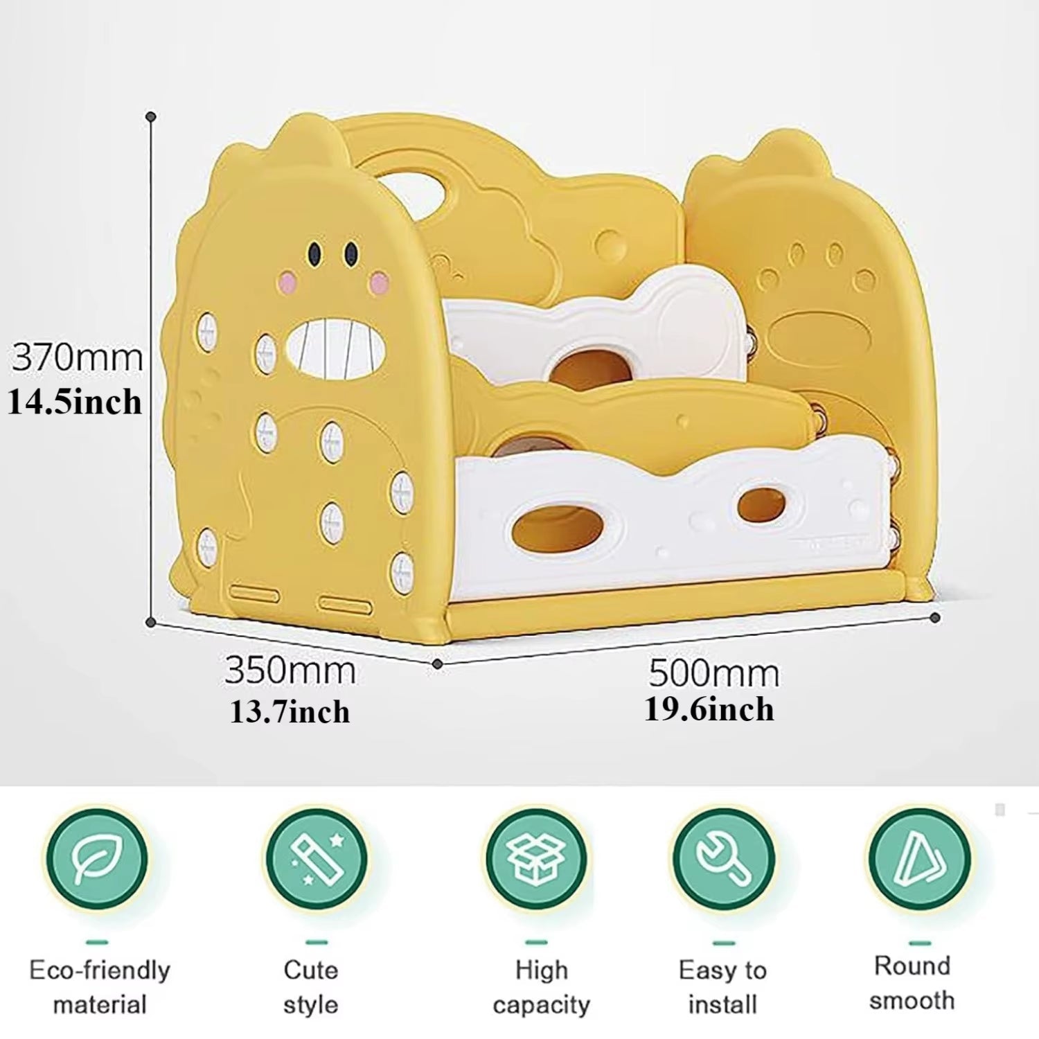 Open Bookshelf 3 - Tier Desktop Bookshelf Plastic Cute Dinosaur Bookcase Picture Book Storage Rack for Playroom Study Bedroom - FLUFFI