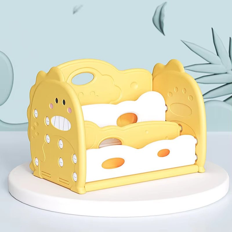 Open Bookshelf 3 - Tier Desktop Bookshelf Plastic Cute Dinosaur Bookcase Picture Book Storage Rack for Playroom Study Bedroom - FLUFFI