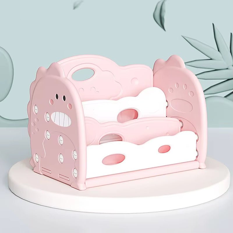 Open Bookshelf 3 - Tier Desktop Bookshelf Plastic Cute Dinosaur Bookcase Picture Book Storage Rack for Playroom Study Bedroom - FLUFFI