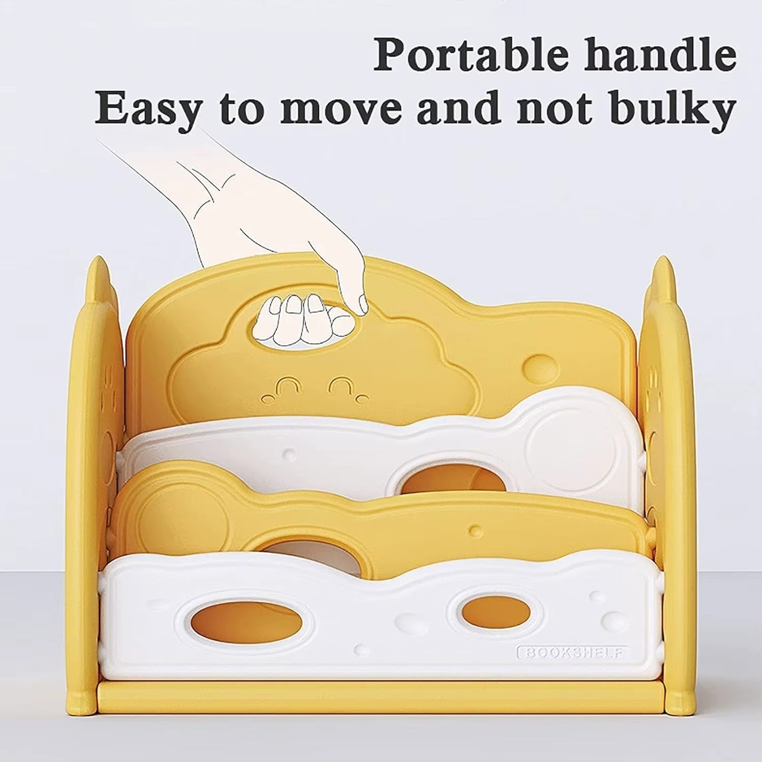 Open Bookshelf 3 - Tier Desktop Bookshelf Plastic Cute Dinosaur Bookcase Picture Book Storage Rack for Playroom Study Bedroom - FLUFFI