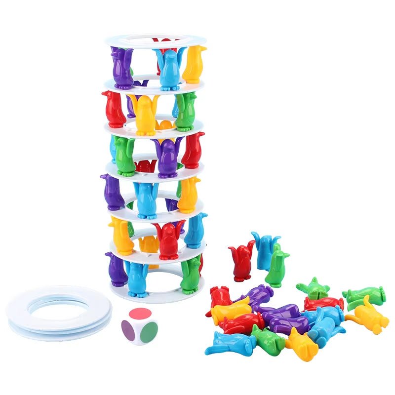 Penguin Tower Collapse - Balance Board Game - FLUFFI