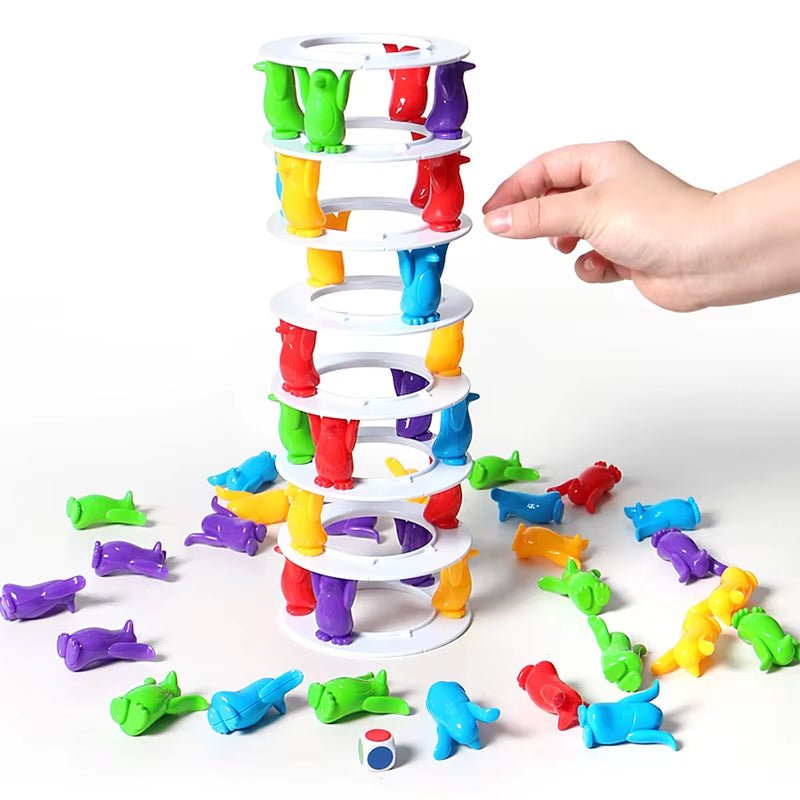Penguin Tower Collapse - Balance Board Game - FLUFFI
