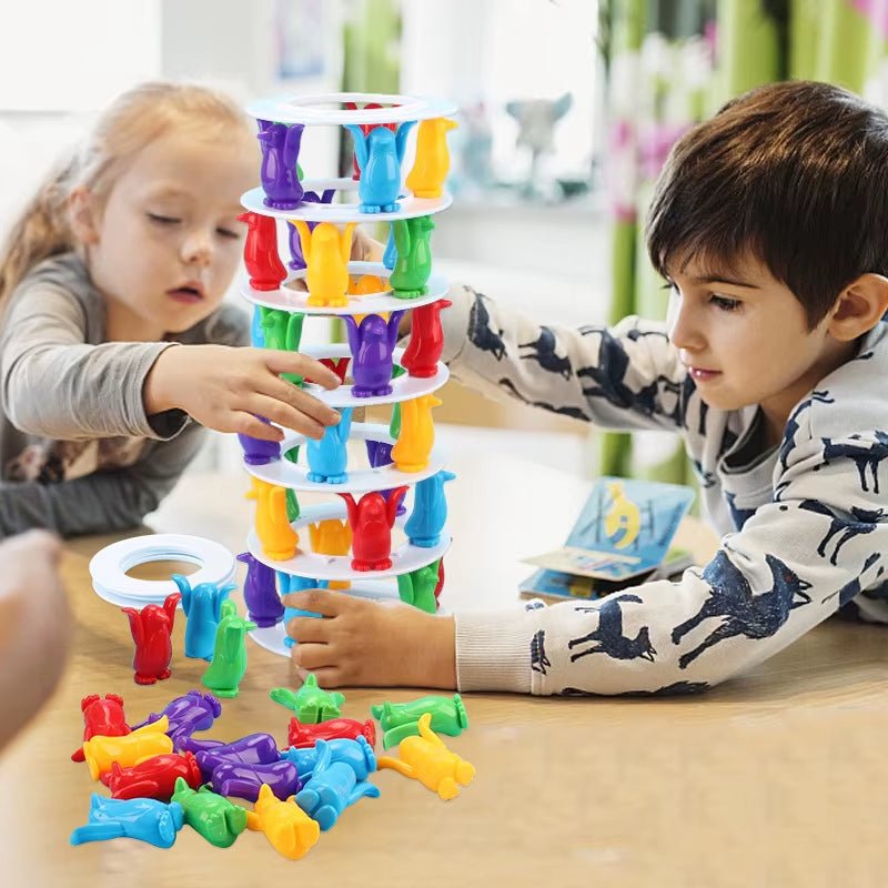 Penguin Tower Collapse - Balance Board Game - FLUFFI