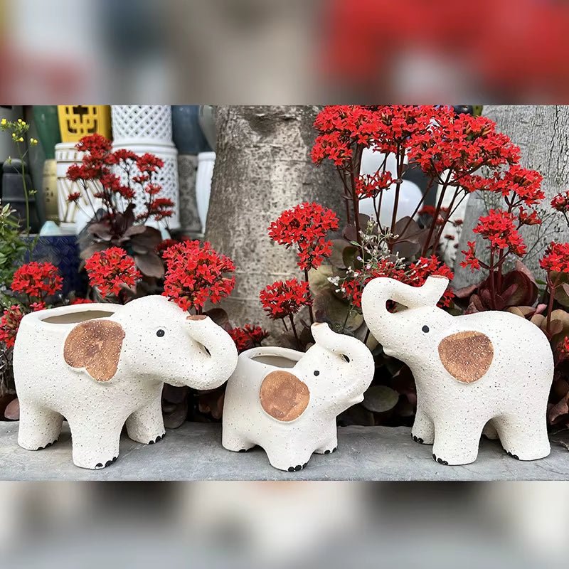 Plants Accessories Bonsai Accessories Flower Pot Cute Elephants Ceramic Succulent Planter Pots Garden Decoration Home Flowerpots - FLUFFI
