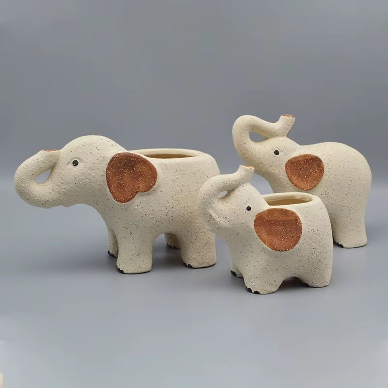 Plants Accessories Bonsai Accessories Flower Pot Cute Elephants Ceramic Succulent Planter Pots Garden Decoration Home Flowerpots - FLUFFI
