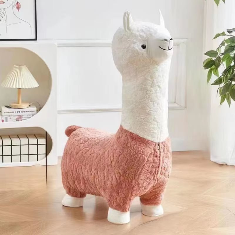 Plush Alpaca Stool Washable Cartoon Kids Chair Lamb Stools Super Soft Cute Lamb Doll Stool Stuffed Animal Chair - FLUFFI