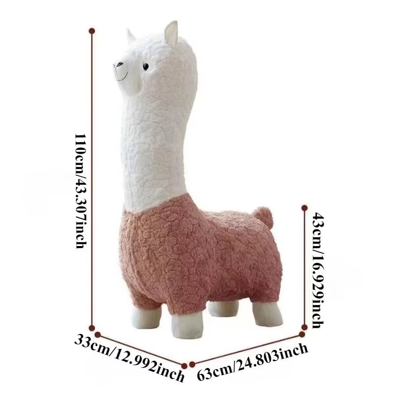 Plush Alpaca Stool Washable Cartoon Kids Chair Lamb Stools Super Soft Cute Lamb Doll Stool Stuffed Animal Chair - FLUFFI