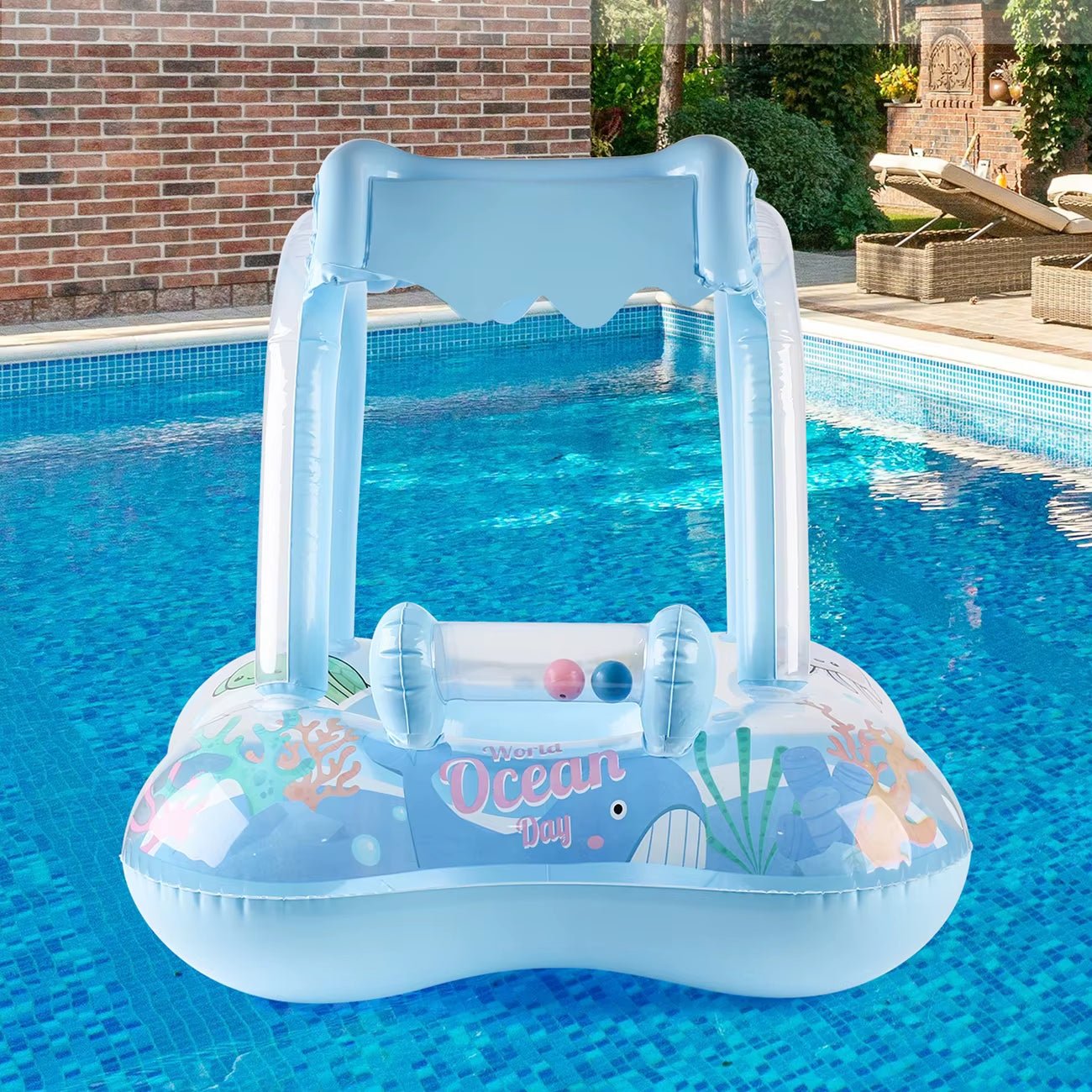 Pool Floats with Canopy for Kids, Toddler Infant Pool Float for Baby,Swimming Ring Floaties for Pool,Beach Toys for Party - FLUFFI