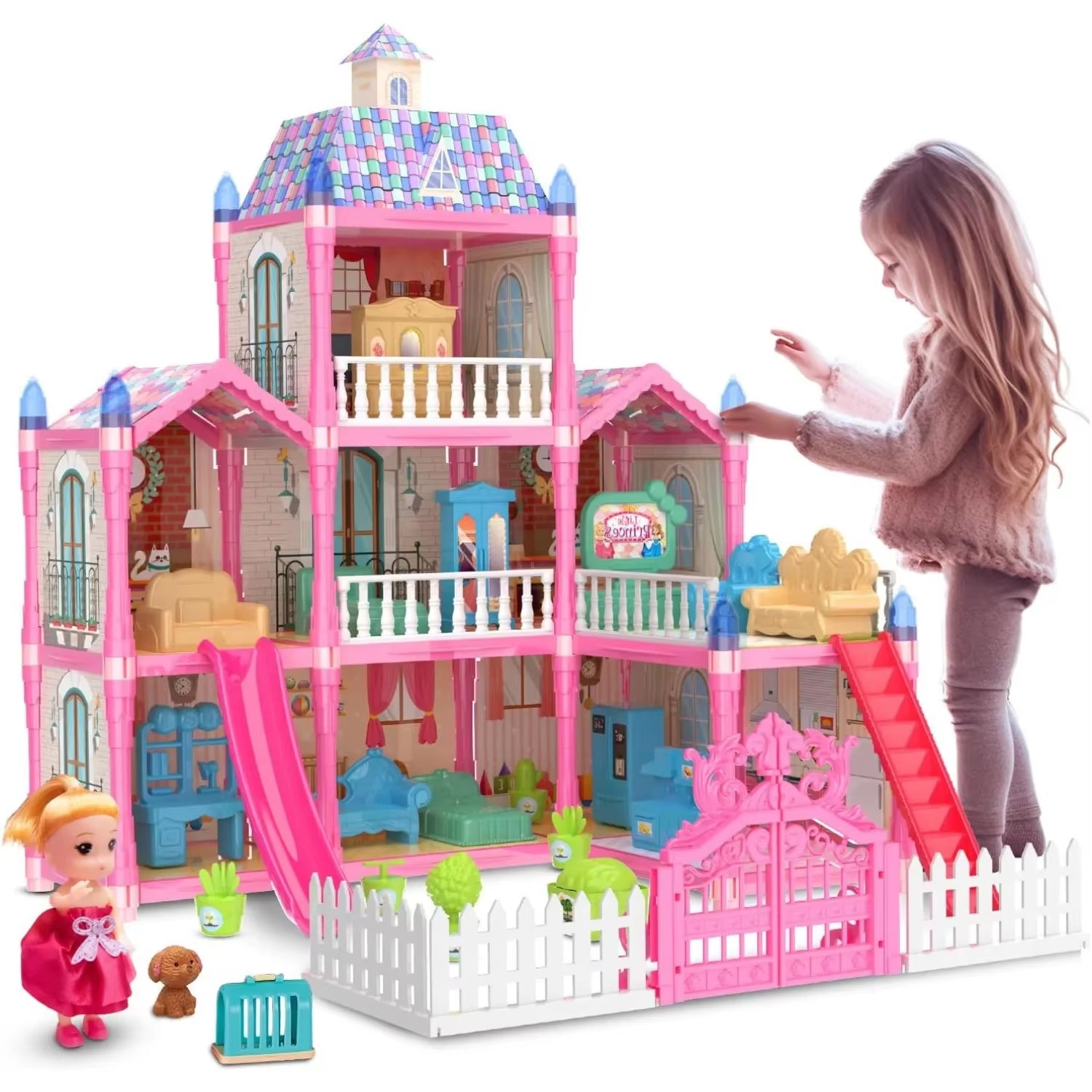Princess Playhouse Set - Luminous Doll House - Dreamhouse for Girls - FLUFFI