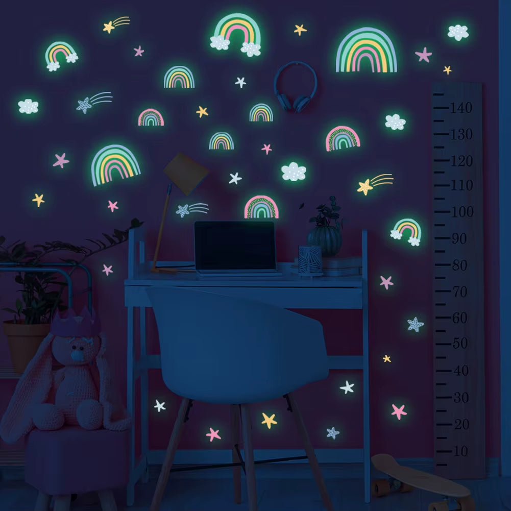 Rainbow Cloud Stars - Luminous Wall Sticker - FLUFFI