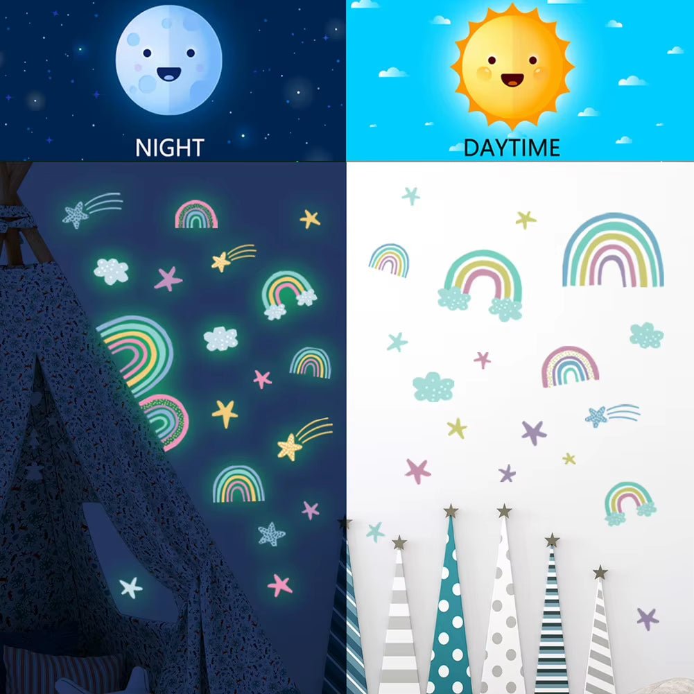 Rainbow Cloud Stars - Luminous Wall Sticker - FLUFFI