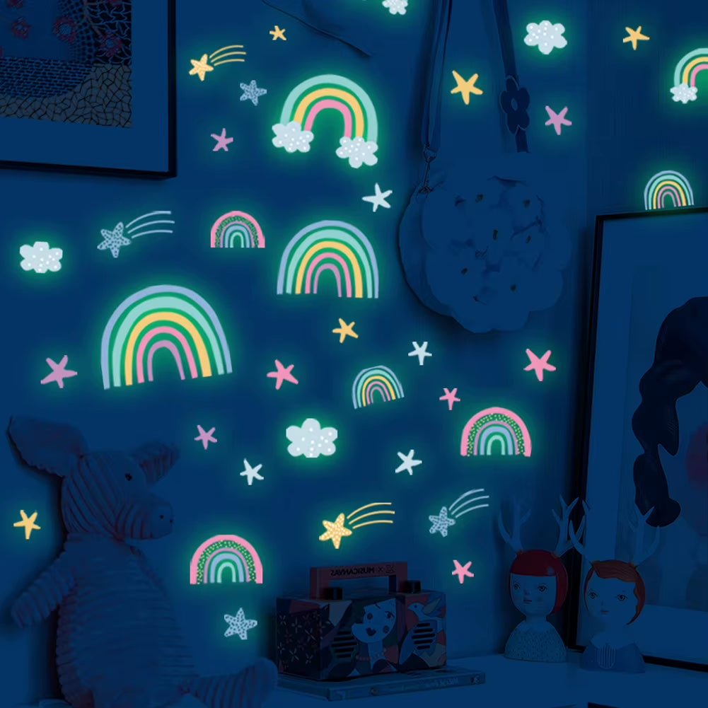 Rainbow Cloud Stars - Luminous Wall Sticker - FLUFFI