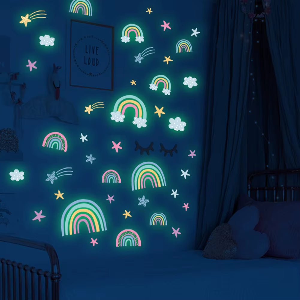 Rainbow Cloud Stars - Luminous Wall Sticker - FLUFFI