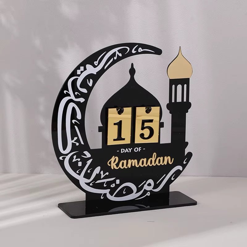 Ramadan Advent Calendar Acrylic Countdown Calendar Islamic Muslim Festival Party Gifts Eid Mubarak Home Decoration Ornament - FLUFFI