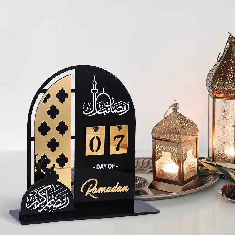 Ramadan Advent Calendar Acrylic Countdown Calendar Islamic Muslim Festival Party Gifts Eid Mubarak Home Decoration Ornament - FLUFFI