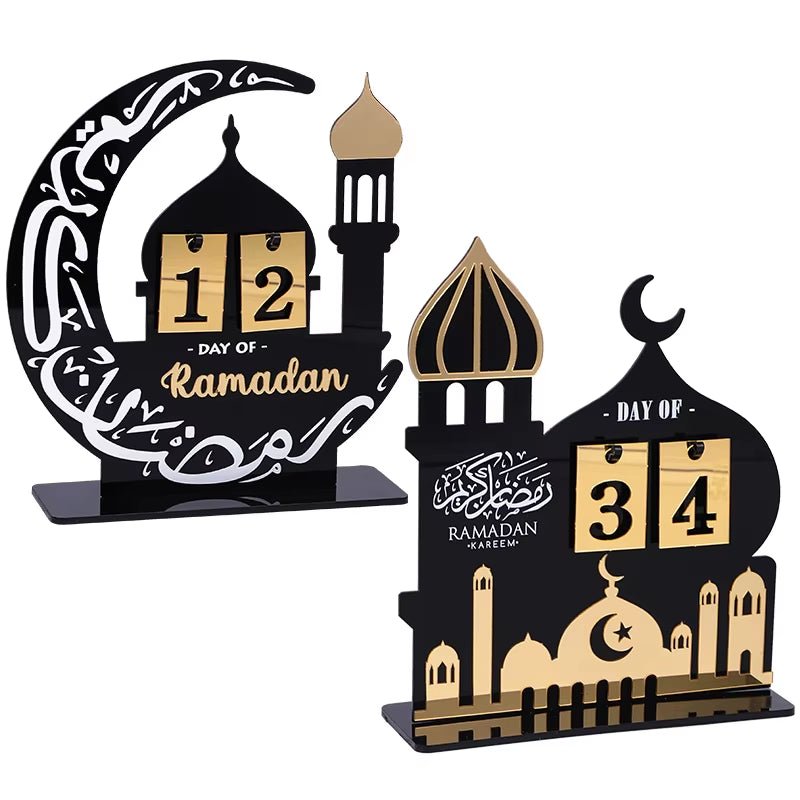 Ramadan Advent Calendar Acrylic Countdown Calendar Islamic Muslim Festival Party Gifts Eid Mubarak Home Decoration Ornament - FLUFFI