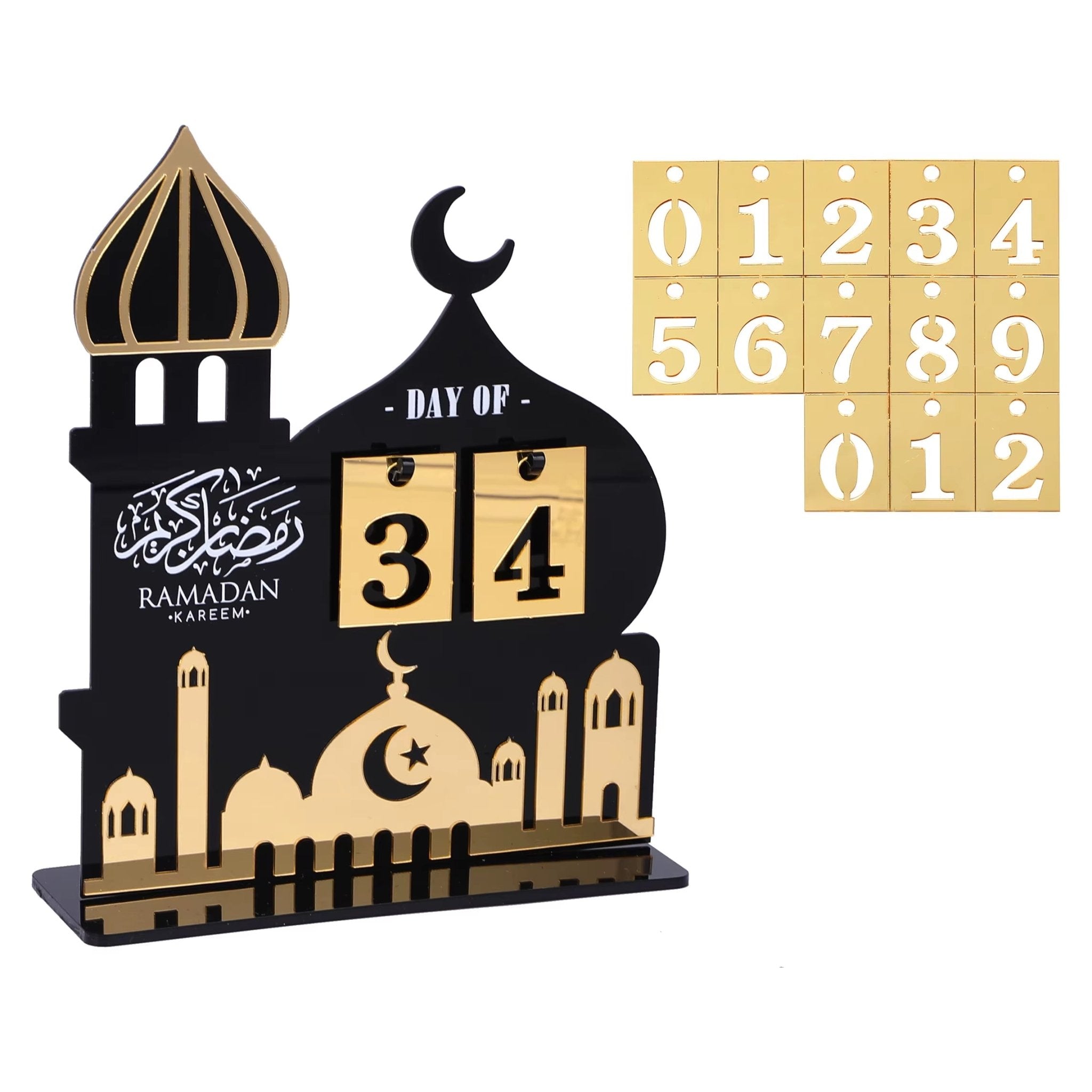 Ramadan Advent Calendar Acrylic Countdown Calendar Islamic Muslim Festival Party Gifts Eid Mubarak Home Decoration Ornament - FLUFFI