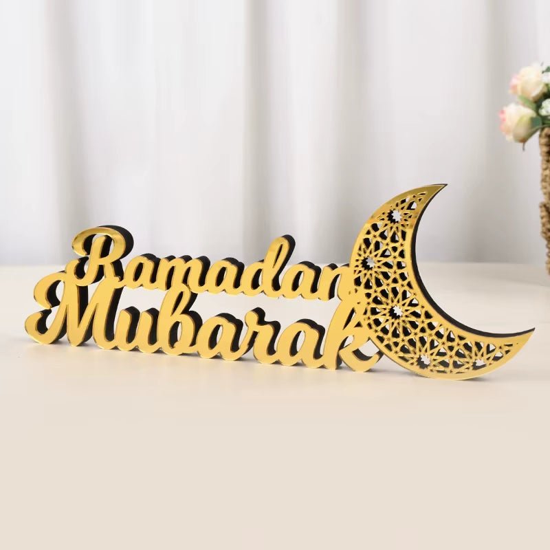Ramadan Mubarak Acrylic Ornament 2025 Eid Mubarak Ramadan Kareem Decoration for Home Islamic Muslim - FLUFFI