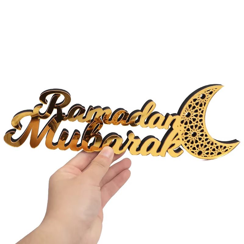 Ramadan Mubarak Acrylic Ornament 2025 Eid Mubarak Ramadan Kareem Decoration for Home Islamic Muslim - FLUFFI
