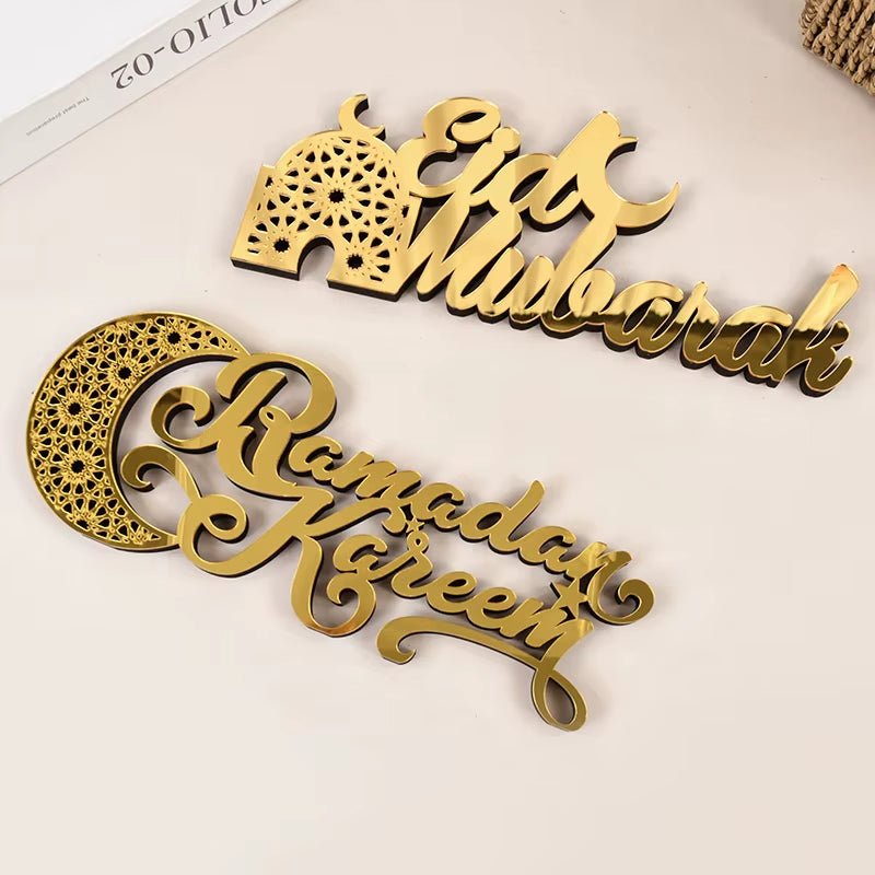 Ramadan Mubarak Acrylic Ornament 2025 Eid Mubarak Ramadan Kareem Decoration for Home Islamic Muslim - FLUFFI