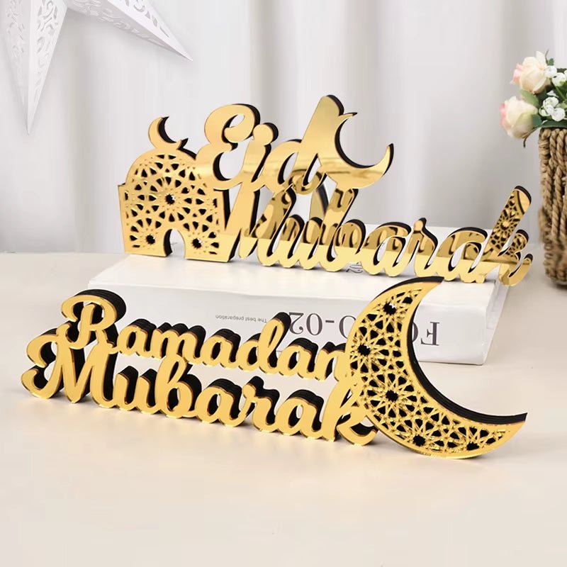 Ramadan Mubarak Acrylic Ornament 2025 Eid Mubarak Ramadan Kareem Decoration for Home Islamic Muslim - FLUFFI