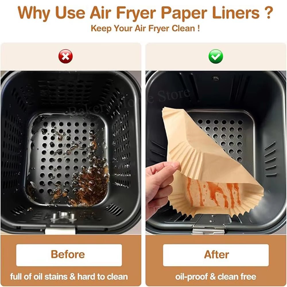Rectangular Air Fryer Baking Paper for Ninja AF300EU AF400EU Non - Stick Disposable Paper Liners Dual Zone Air Fryer Accessories - FLUFFI