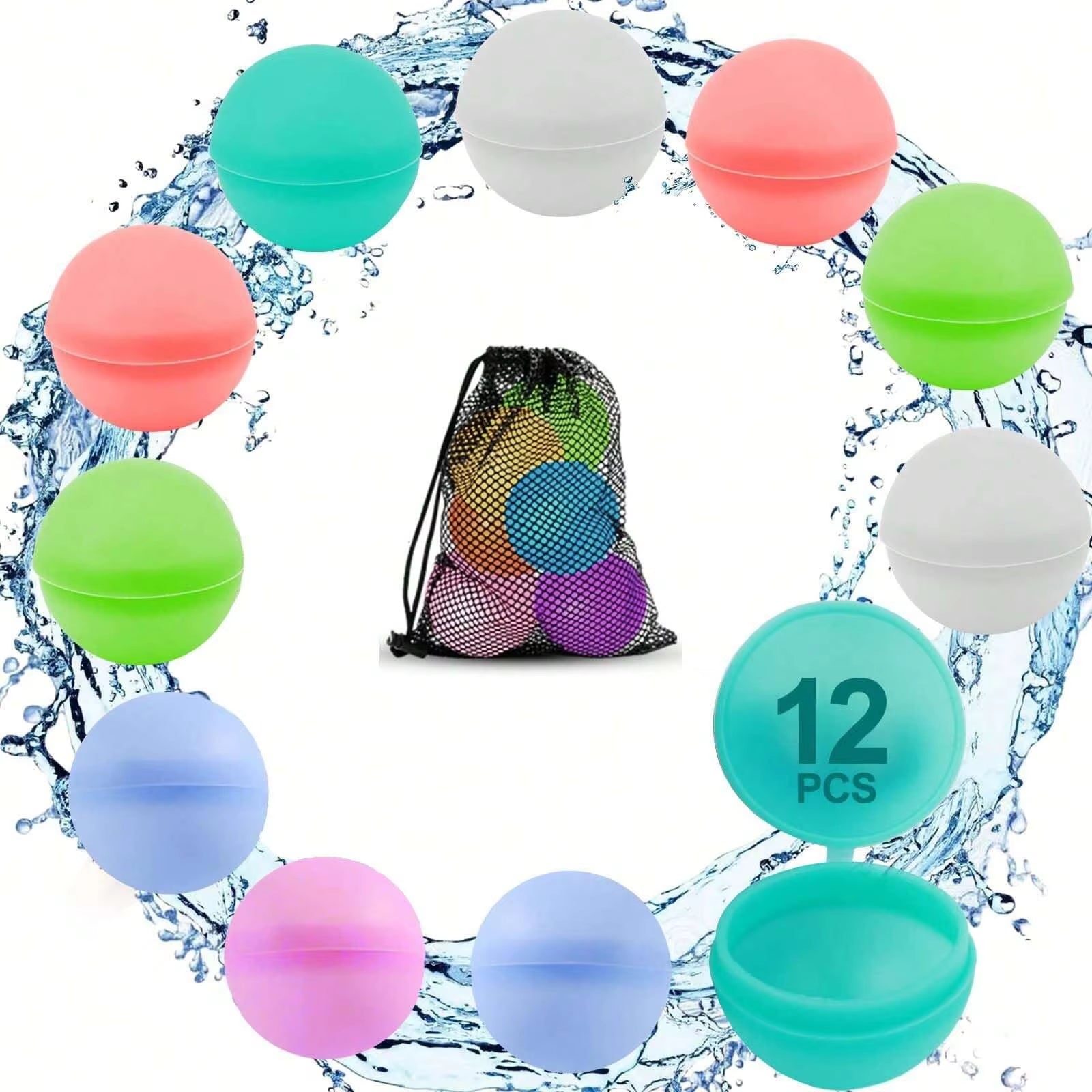 Reusable Water Balloons | Soft Silicone Water Bomb | Quick - Fill Water Balls - FLUFFI