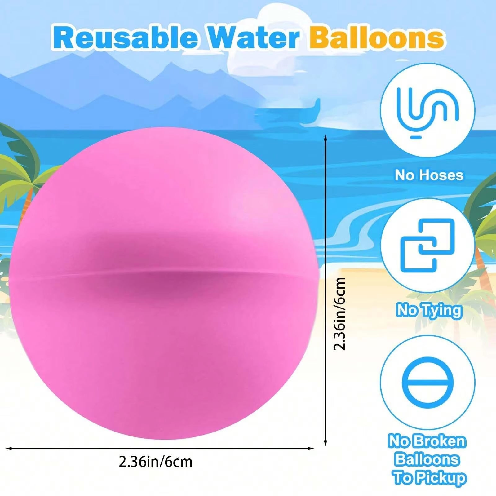Reusable Water Balloons | Soft Silicone Water Bomb | Quick - Fill Water Balls - FLUFFI