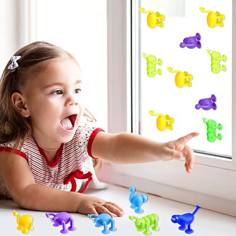 Set Mini Animal Shaped Suction Cup Toys,Multicoloured Building Blocks Pop Sucker - FLUFFI