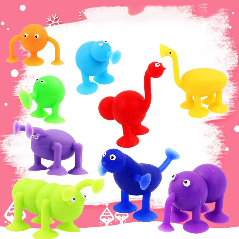 Set Mini Animal Shaped Suction Cup Toys,Multicoloured Building Blocks Pop Sucker - FLUFFI