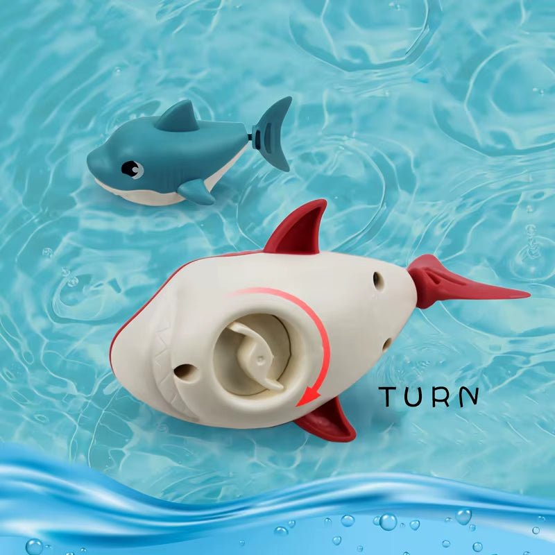 Shark Baby Water Play Toy with Wind up Chain, Outdoor Beach Toy, Shower Toy, Bath Toy - FLUFFI