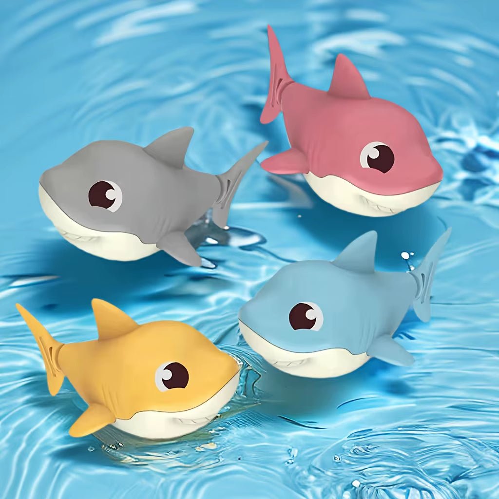Shark Baby Water Play Toy with Wind up Chain, Outdoor Beach Toy, Shower Toy, Bath Toy - FLUFFI