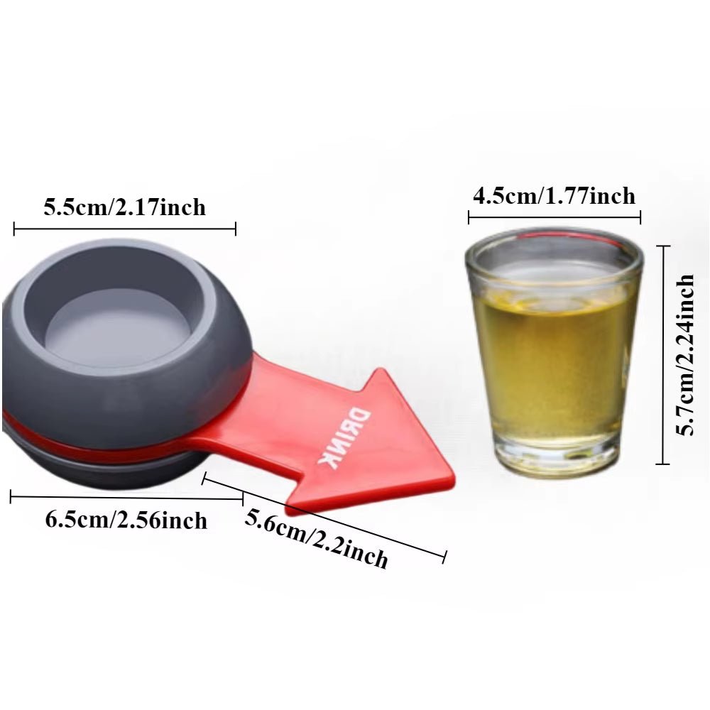 Shot Spinner - Drinking Game - * Includes 1 Ounce Shot Glass - FLUFFI