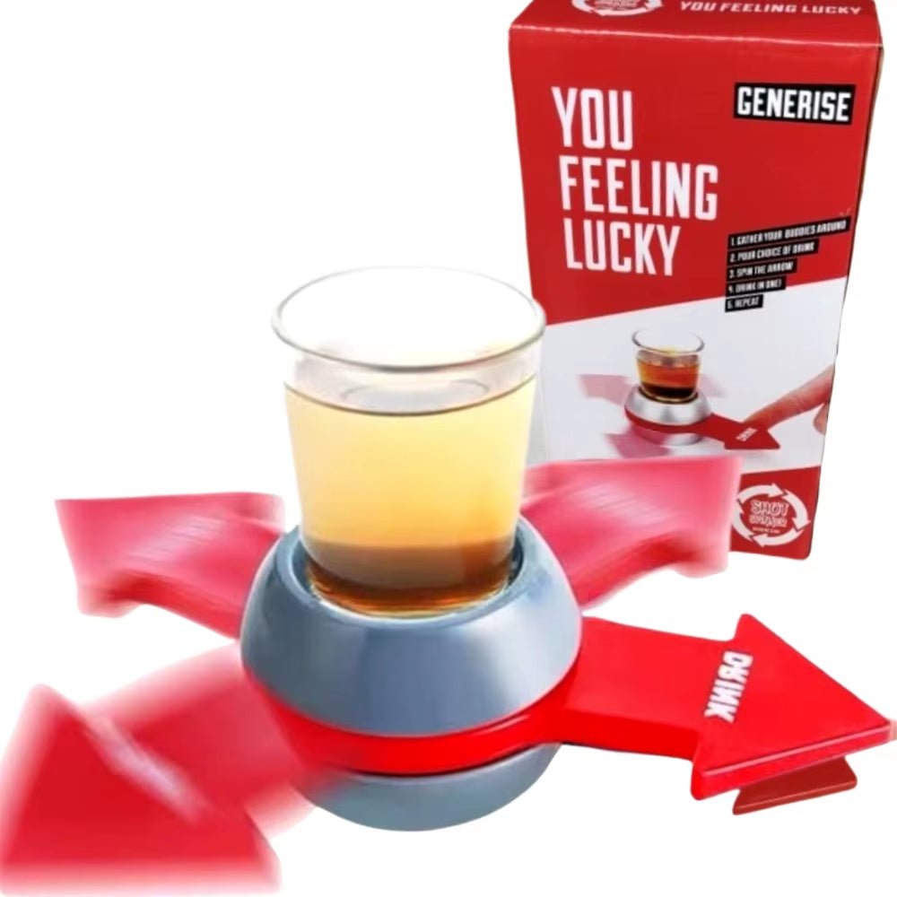 Shot Spinner - Drinking Game - * Includes 1 Ounce Shot Glass - FLUFFI