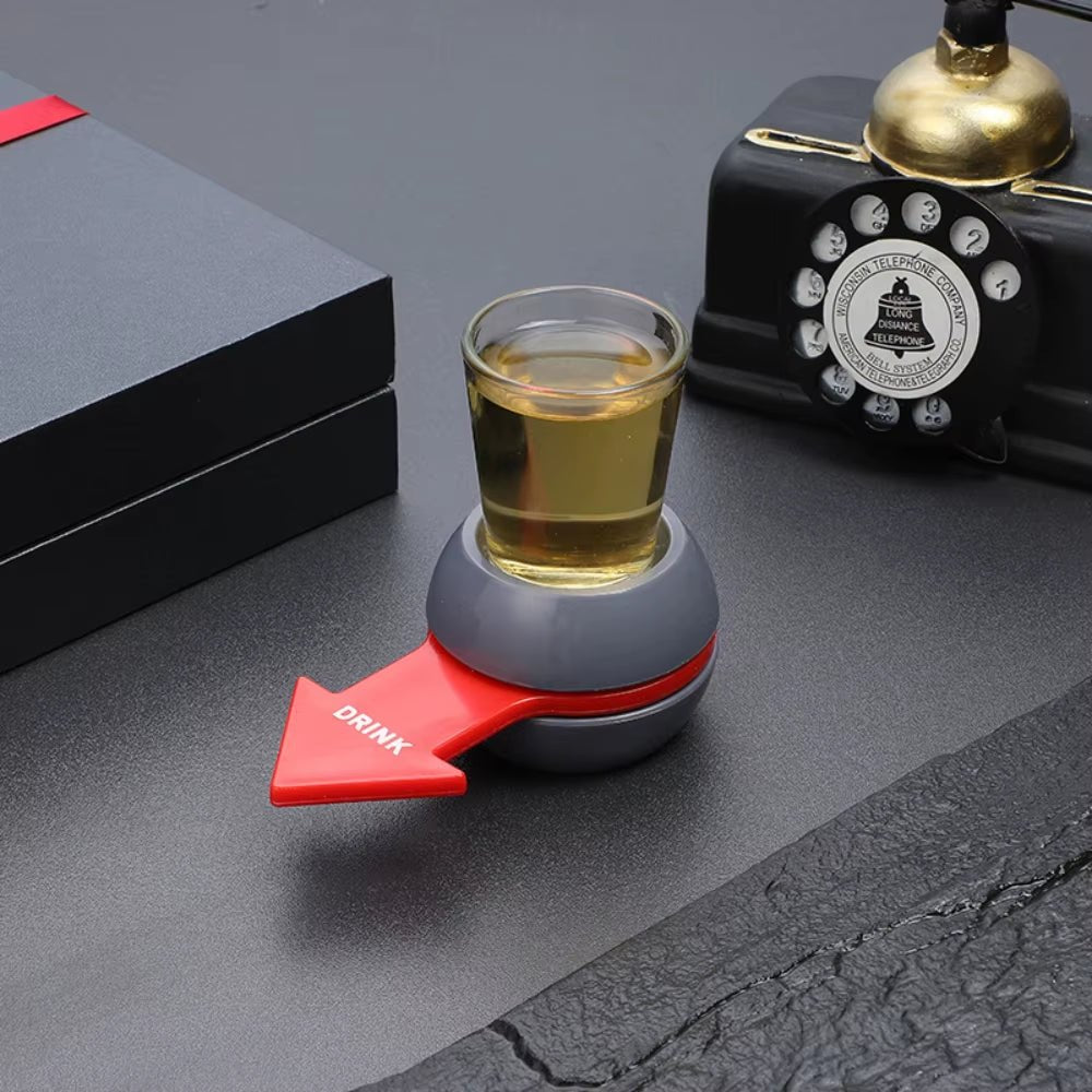 Shot Spinner - Drinking Game - * Includes 1 Ounce Shot Glass - FLUFFI