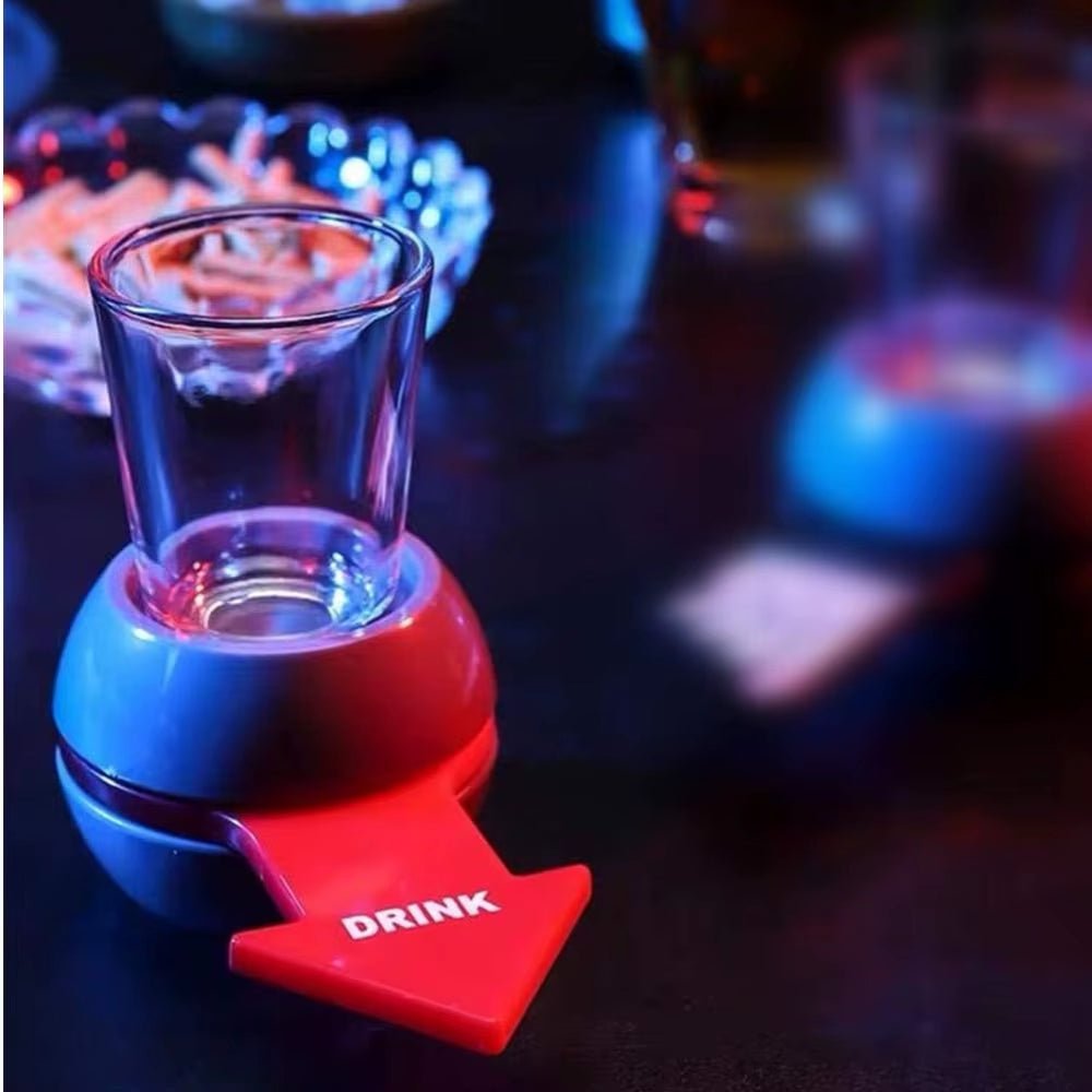 Shot Spinner - Drinking Game - * Includes 1 Ounce Shot Glass - FLUFFI