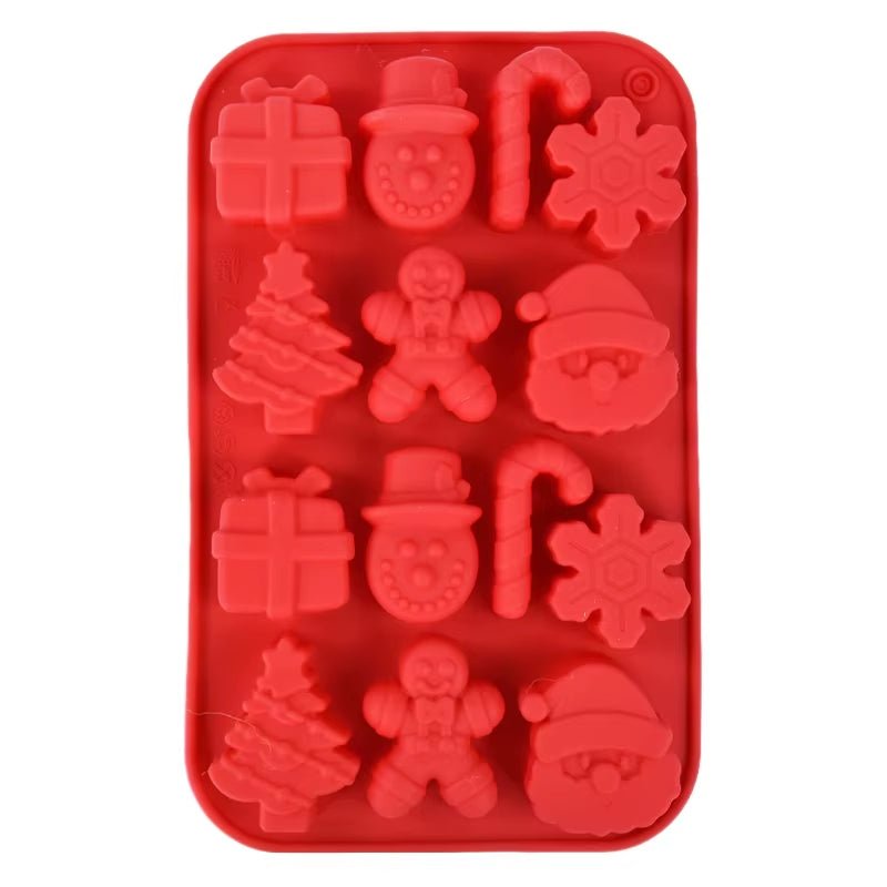 Silicone Christmas Chocolate Molds Snowflake Xmas Tree Gingerbread Man Candy Cookie Moulds DIY Baking Tool New Year Cake Decor - FLUFFI