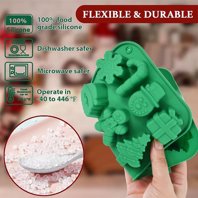 Silicone Christmas Chocolate Molds Snowflake Xmas Tree Gingerbread Man Candy Cookie Moulds DIY Baking Tool New Year Cake Decor - FLUFFI