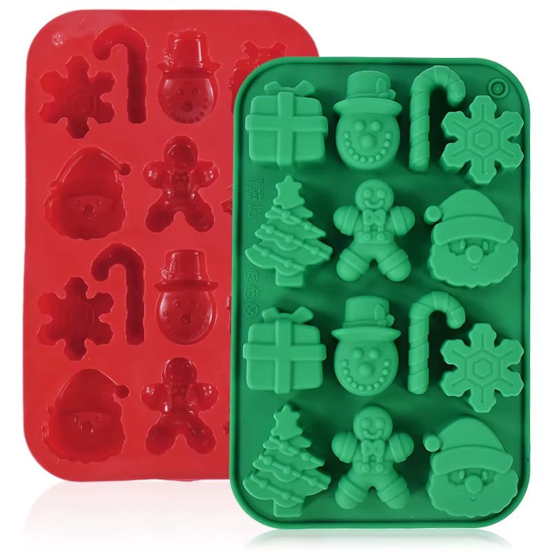 Silicone Christmas Chocolate Molds Snowflake Xmas Tree Gingerbread Man Candy Cookie Moulds DIY Baking Tool New Year Cake Decor - FLUFFI