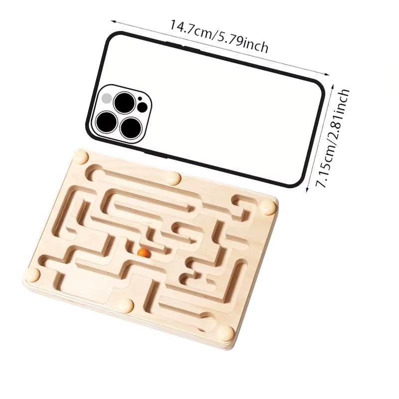 Small Wooden Balance Bead Maze, Balancing Board Game, Focus Training - FLUFFI