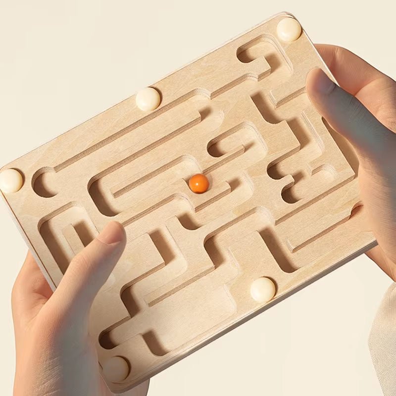 Small Wooden Balance Bead Maze, Balancing Board Game, Focus Training - FLUFFI