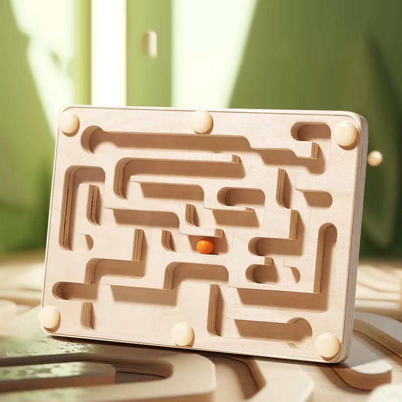 Small Wooden Balance Bead Maze, Balancing Board Game, Focus Training - FLUFFI