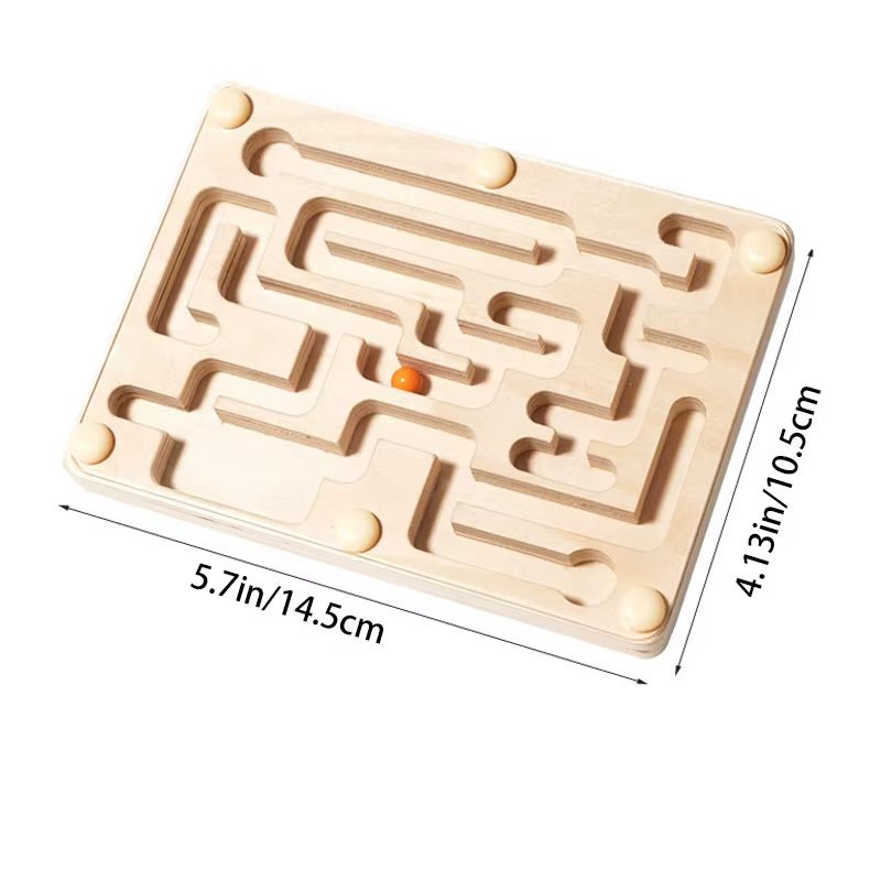 Small Wooden Balance Bead Maze, Balancing Board Game, Focus Training - FLUFFI