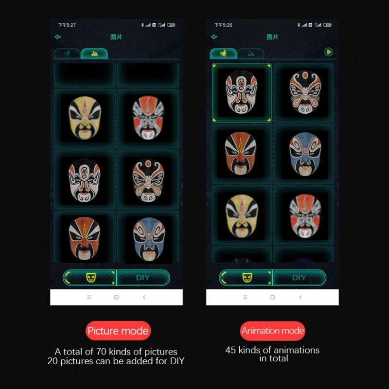 Smart LED Face Masks Programmable Bluetooth APP Control Change Face DIY Photoes for Party Display LED Light Mask for Halloween - FLUFFI
