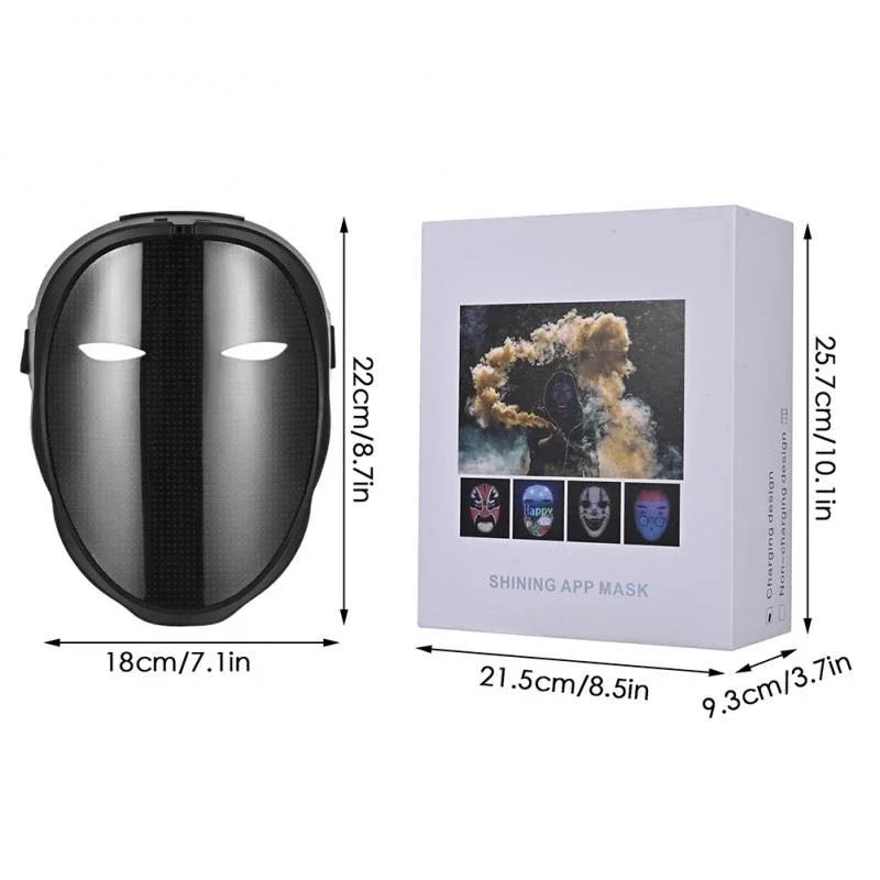 Smart LED Face Masks Programmable Bluetooth APP Control Change Face DIY Photoes for Party Display LED Light Mask for Halloween - FLUFFI