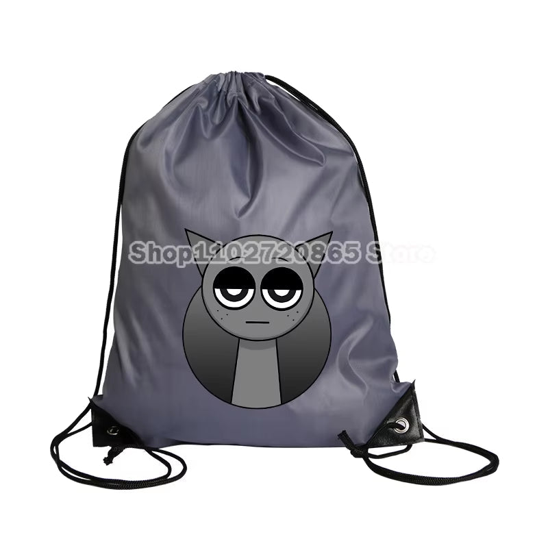 Sprunki Drawstring Bag Hot Game Cute Anime Boys Girls String Pocket Swimming Pool Clothes Shoes Storage Waterproof Backpack Gift - FLUFFI